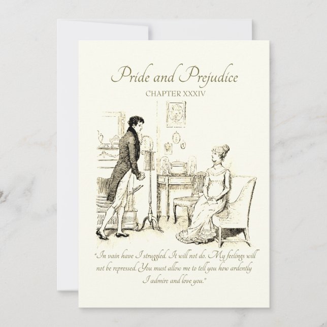 Carte Fierté et préjugés Première proposition de Darcy (Devant)