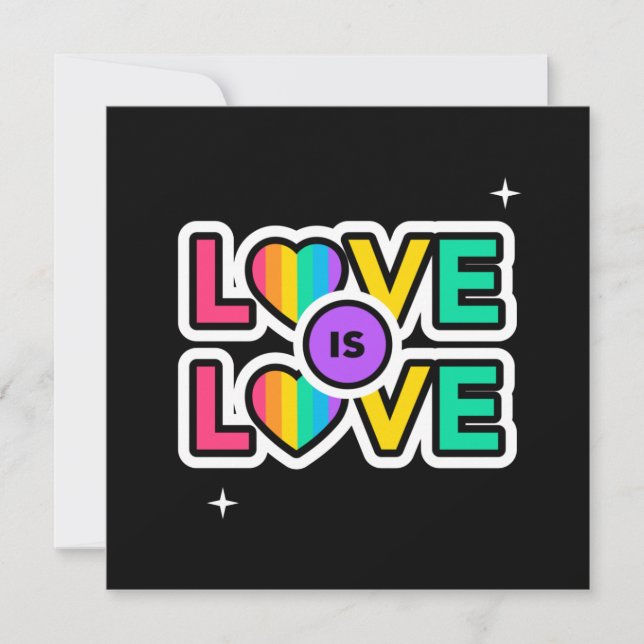 Carte Fierté. L'amour est l'amour. Couleurs gaies Rainbo (Devant)