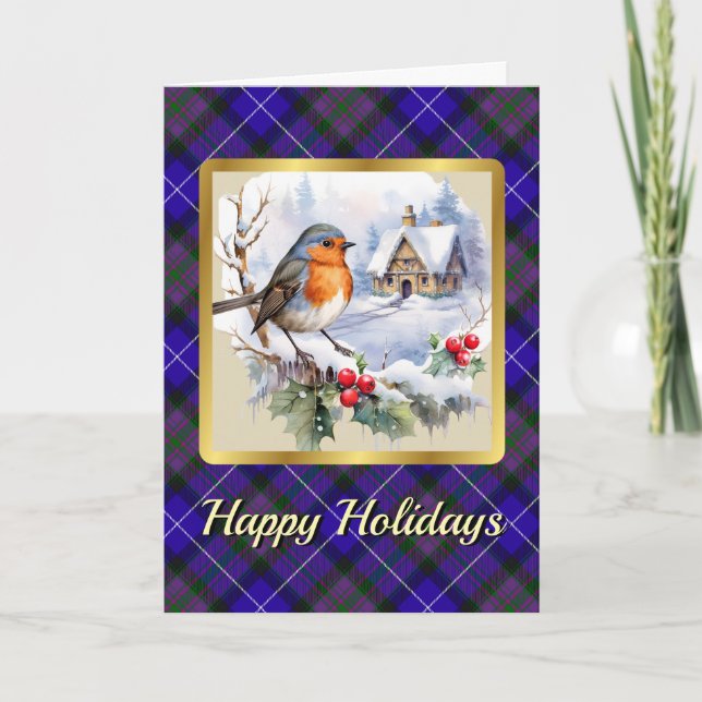 Carte Fierté Tartan d'Ecosse avec Robin Noël personnalis (Devant)