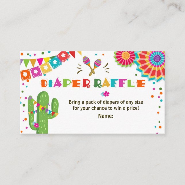 Carte Fiesta Diaper Raffle Cactus Mexicain Floral (Devant)