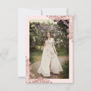Carte Fiesta Quinceañera Español Efecto Encaje Oro Rosa