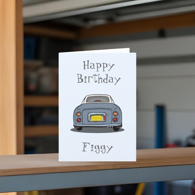 Carte Figarations Lapis Grey Figaro Voiture Joyeux Anniv (Happy Birthday to your Lapis Grey Figaro! Send them this card. They'll love you even more!)