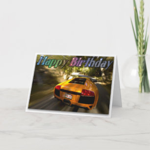 Carte Figure de joyeux anniversaire de voiture de sport