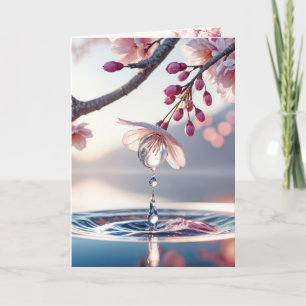 Carte Filiale Fleur de cerisier Anniversaire Avec Dewdro