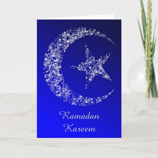 Carte Filigree Crescent Moon et Star sur bleu (Devant)