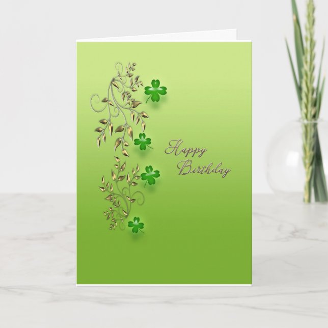 Carte Filigree d'or avec l'anniversaire des Shamrocks (Devant)