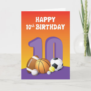 Carte Fille 10e anniversaire des balles de sport