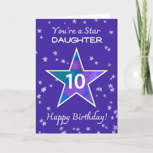 Carte Fille 10e anniversaire étoile brillante Vibrant vi