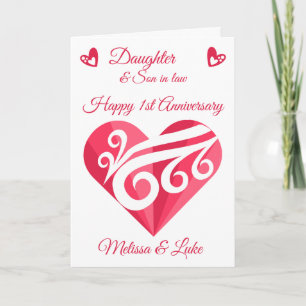 Carte Fille 1er anniversaire Mariage Coeur rose