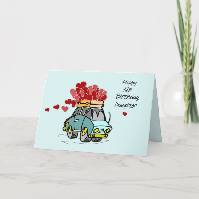 Carte Fille 38e anniversaire Charge de coeur (Devant)