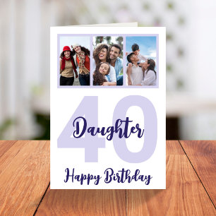 Carte Fille 40e anniversaire Purple Script photo Collage