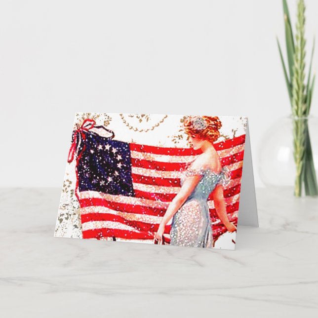 Carte Fille 4 juillet Etats-Unis patriotiques de Madame (Devant)