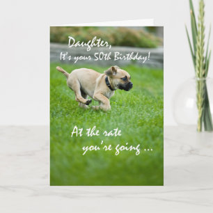Carte Fille, 50e anniversaire Puppy Running