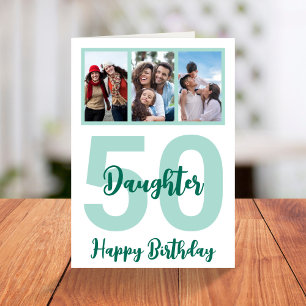 Carte Fille 50e anniversaire Script moderne photo Collag