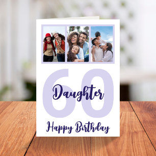 Carte Fille 60e anniversaire Purple Script photo Collage