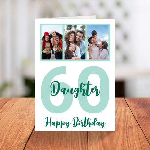 Carte Fille 60e anniversaire Script moderne photo Collag