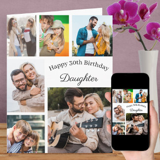 Carte Fille 6 Collage de photos Tout âge Joyeux Annivers