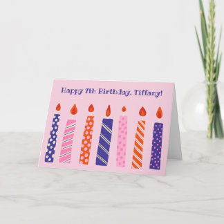 Carte Fille 7 Anniversaire 7 Pink, Purple Candles Party