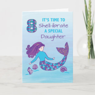 Carte Fille 8 anniversaire Sparkday Look Mermaid