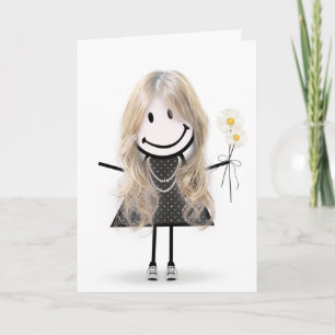 Carte Fille à bâtons d'anniversaire pour amie