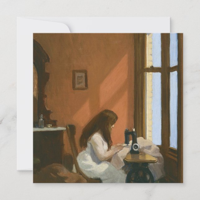 Carte Fille à une machine à coudre (par Edward Hopper) (Devant)