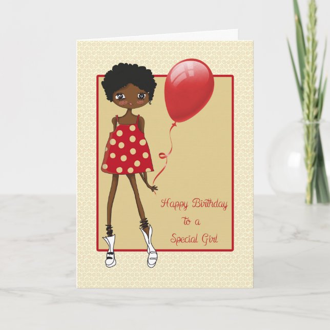 Carte Fille afro-américaine moderne, Anniversaire (Devant)