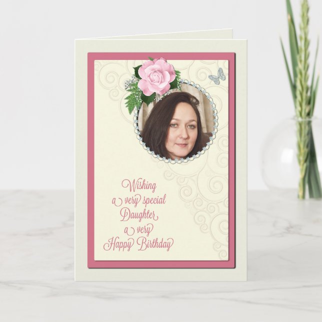 Carte Fille, ajouter une photo, anniversaire (Devant)