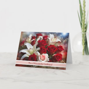 Carte Fille amie joyeuse Valentines Fleurs Roses de la J