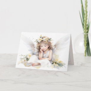 Carte Fille ange à l'aquarelle 