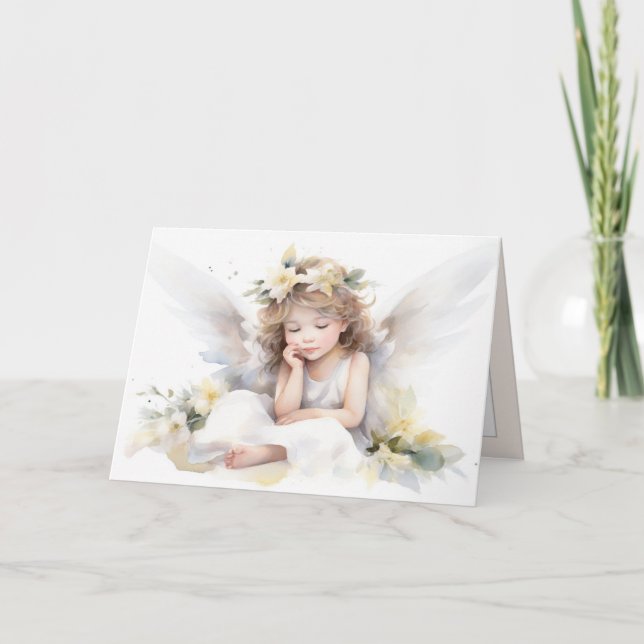 Carte Fille ange à l'aquarelle  (Devant)