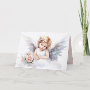 Carte Fille ange à l'aquarelle 