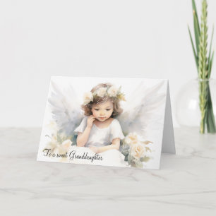 Carte Fille ange aquarelle Anniversaire