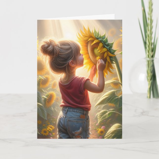 Carte Fille Anniversaire Au Fleur De Soleil (Devant)