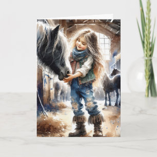 Carte Fille Anniversaire Avec Cheval En Stable