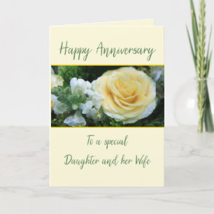 Carte Fille anniversaire et femme Rose jaune