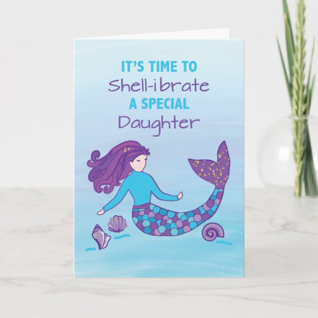 Carte Fille Anniversaire Sparklook Mermaid (Devant)