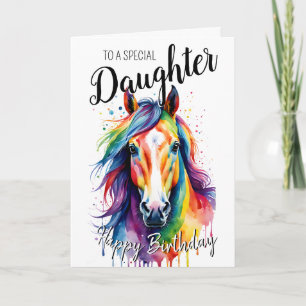 Carte Fille arc-en-ciel cheval cheval anniversaire licor