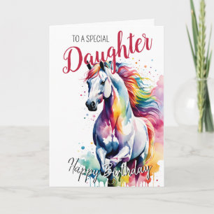 Carte Fille arc-en-ciel cheval cheval anniversaire licor