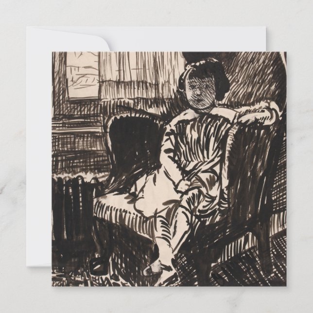 Carte Fille assise à la chaise (vers 1917-1918) Toile Im (Devant)