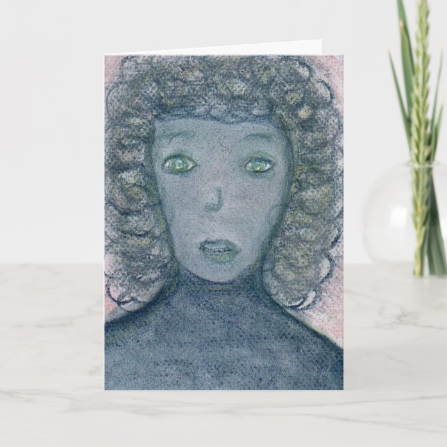 Carte Fille aux cheveux bouclés Portrait Art spirituel (Devant)