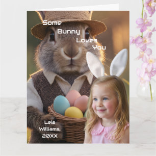 Carte Fille aux oreilles de lapin de Pâques Photo person