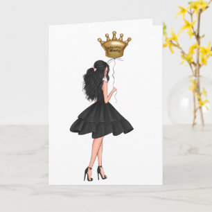 Carte Fille avec ballons Anniversaire