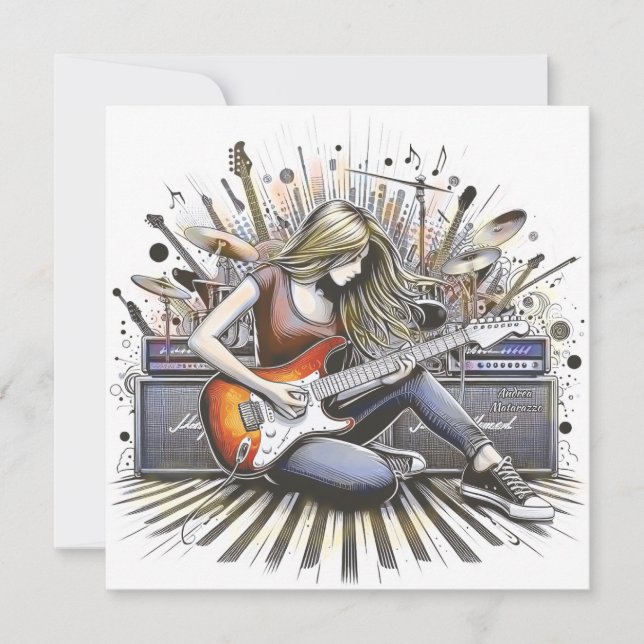 Carte Fille avec des vibes musicales (Devant)