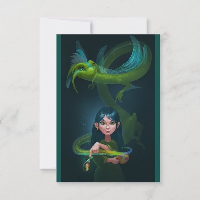 Carte Fille avec dragon (Devant)