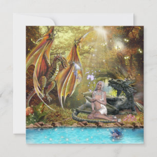 Carte Fille Avec Dragons Flat Holiday