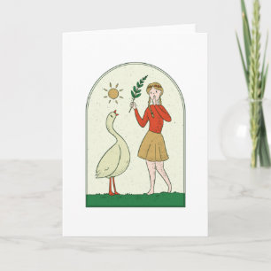 Carte Fille avec l'oie