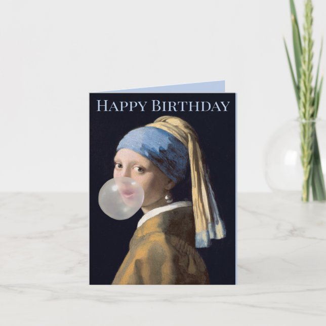 Carte Fille avec perle oreille soufflante gomme Joyeux a (Devant)