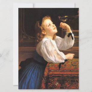 Carte Fille avec un oiseau (par William-Adolphe Bouguere
