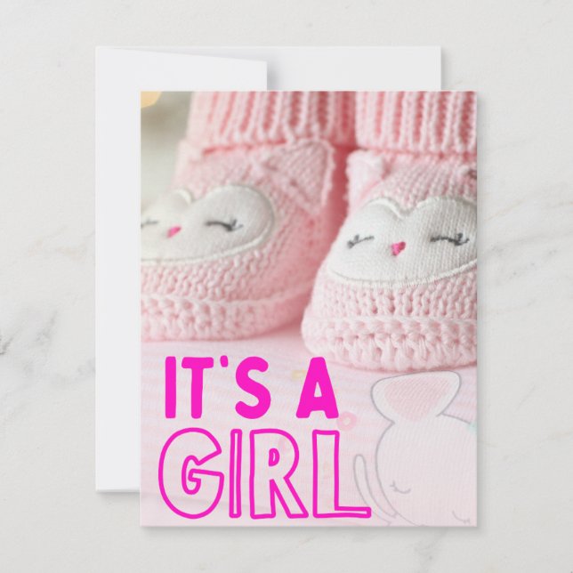 carte fille, baby shower (Devant)