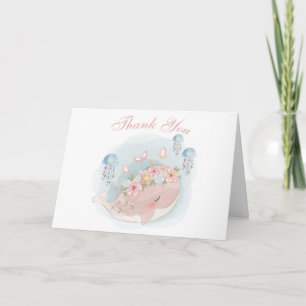 Carte Fille Baleine Nautique Jellyfish Baby Shower Merci